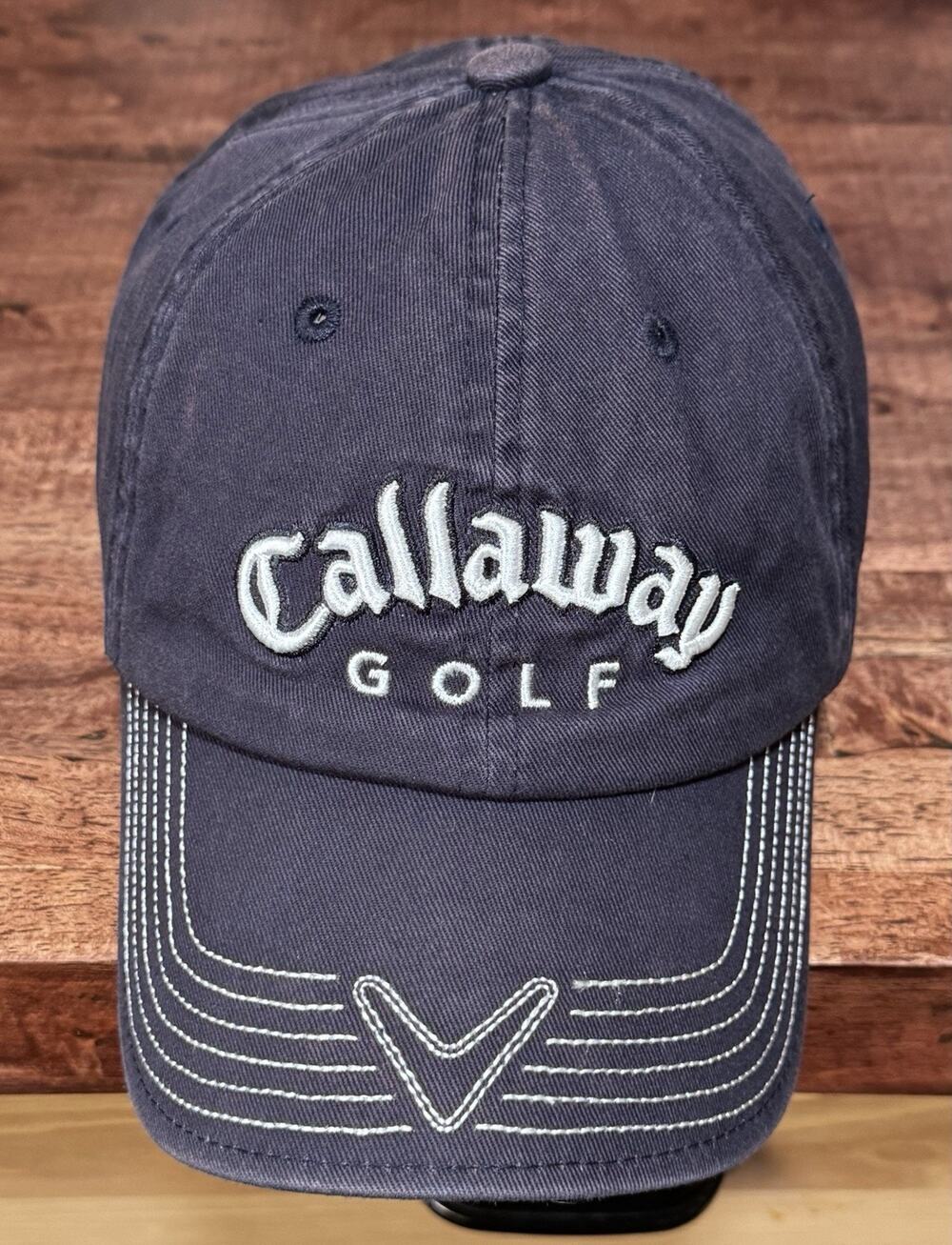 Callaway Golf blue cotton twill slide buckle adjustable hat, elevated embroidery